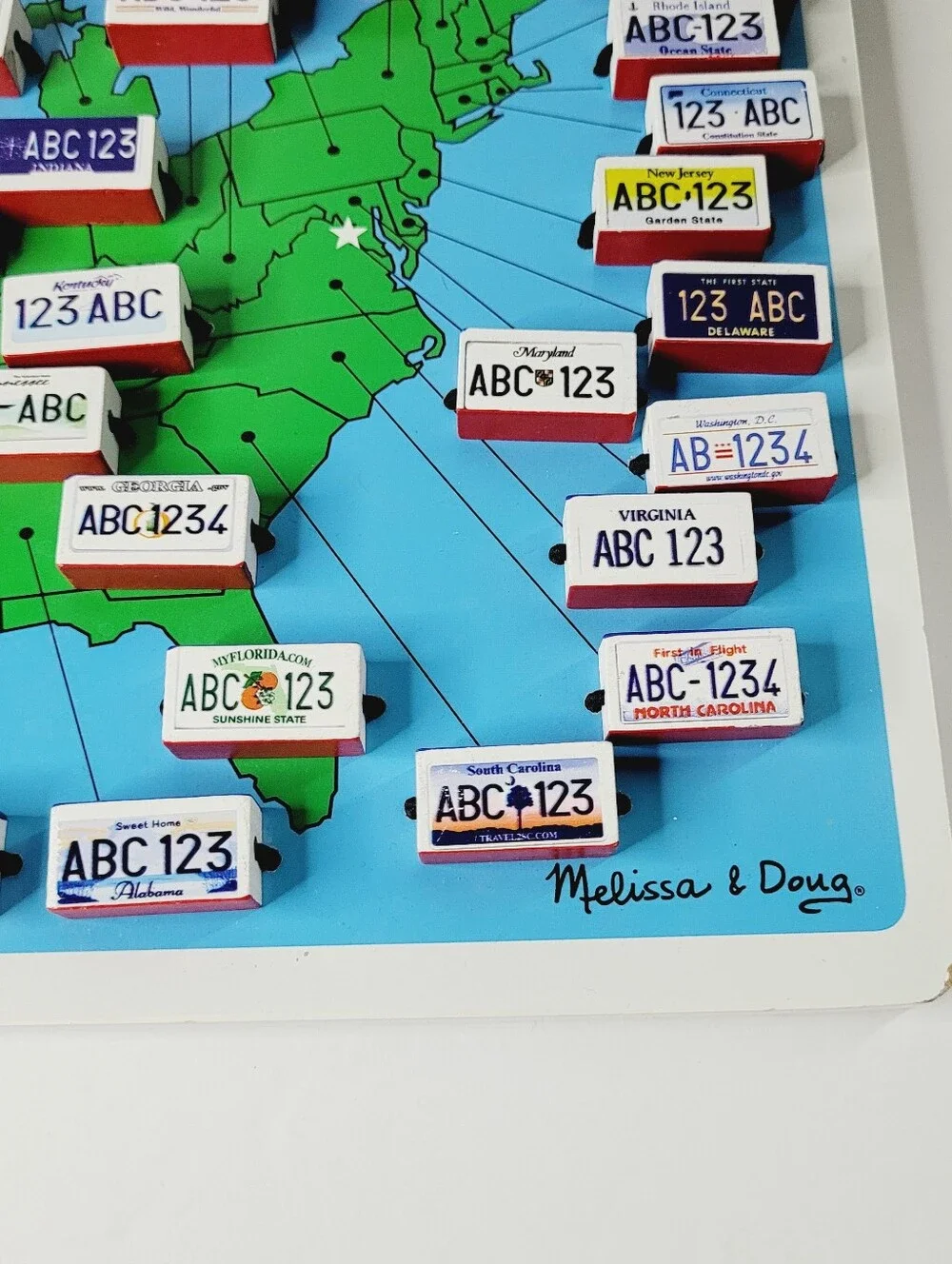Melissa & Doug USA License Plate Busy Travel Game Wooden Car Home Activity Learn